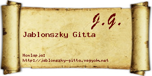 Jablonszky Gitta névjegykártya